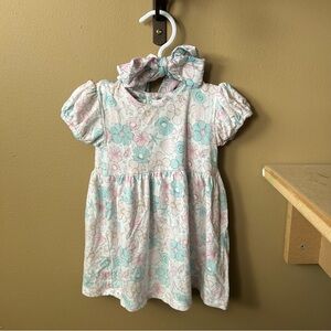 Milkberry Bamboo Floral/Seashell dress with Bow